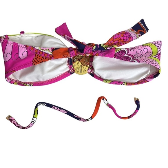 T25 Trina Turk Center Medallion Circular pattern tube top bikini top size 4 - Picture 2 of 15